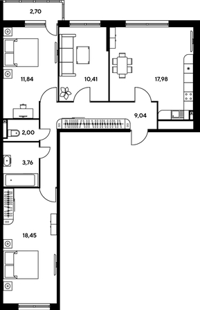 
   Продам 3-комнатную, 77.74 м², Малина Парк, дом 1

. Фото 1.