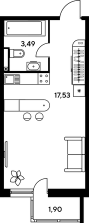 
   Продам студию, 24.18 м², Малина Парк, дом 1

. Фото 1.