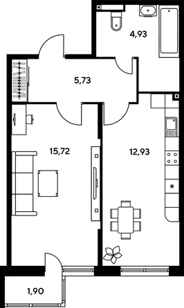 
   Продам 1-комнатную, 41.84 м², Малина Парк, дом 1

. Фото 1.