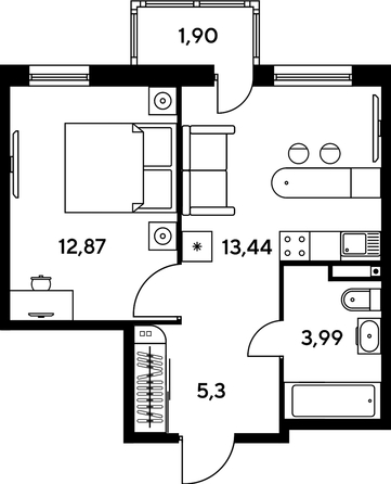 
   Продам 1-комнатную, 36.65 м², Малина Парк, дом 1

. Фото 1.