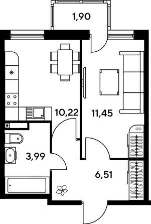 
   Продам 1-комнатную, 32.77 м², Малина Парк, дом 1

. Фото 1.