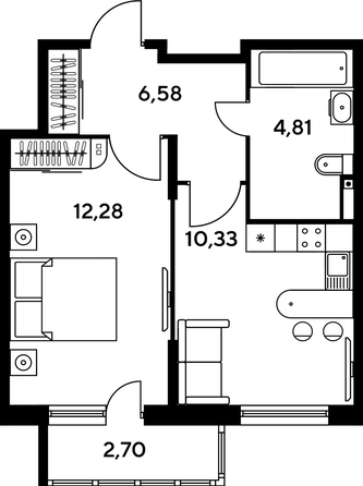 
   Продам 1-комнатную, 37.08 м², Малина Парк, дом 1

. Фото 1.