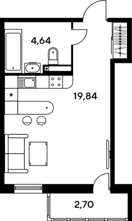 
   Продам студию, 28.74 м², Малина Парк, дом 1

. Фото 1.