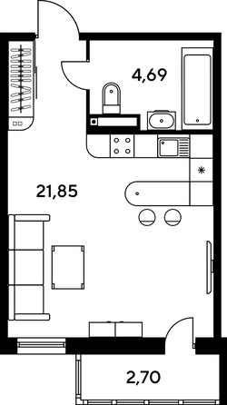 
   Продам студию, 29.07 м², Малина Парк, дом 1

. Фото 1.