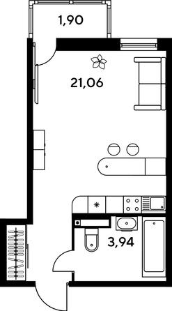 
   Продам студию, 26.48 м², Малина Парк, дом 1

. Фото 1.