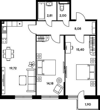 
   Продам 3-комнатную, 66.22 м², Малина Парк, дом 2

. Фото 1.