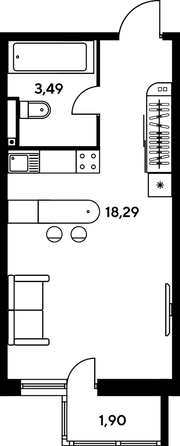 
   Продам студию, 23.94 м², Малина Парк, дом 2

. Фото 1.