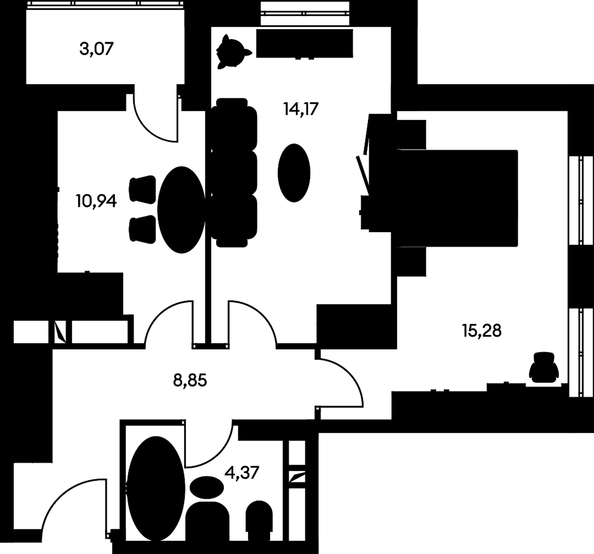 
   Продам 2-комнатную, 57.53 м², Культура, дом 1

. Фото 1.