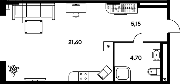 
   Продам 1-комнатную, 31.45 м², Гринсайд, 5.1-5.5

. Фото 1.