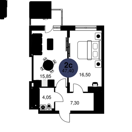 
  Продается 2-комн. квартира, 47.4 м², ЖК Сезоны
. Фото 1.