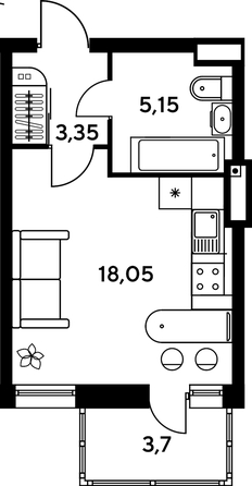 
   Продам студию, 30.35 м², Сезоны

. Фото 1.