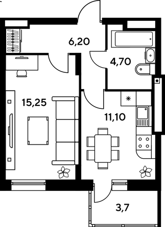 
   Продам 2-комнатную, 50.15 м², Сезоны

. Фото 1.