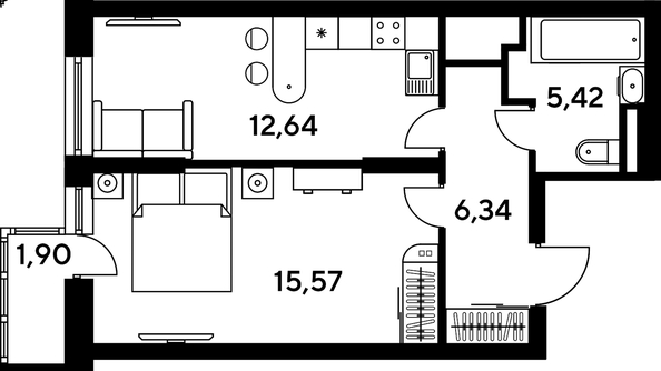 
   Продам 2-комнатную, 46.45 м², Малина Парк, дом 4

. Фото 1.