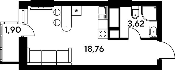 
   Продам студию, 23.76 м², Малина Парк, дом 4

. Фото 1.