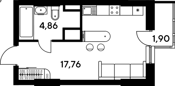 
   Продам студию, 24.52 м², Малина Парк, дом 4

. Фото 1.