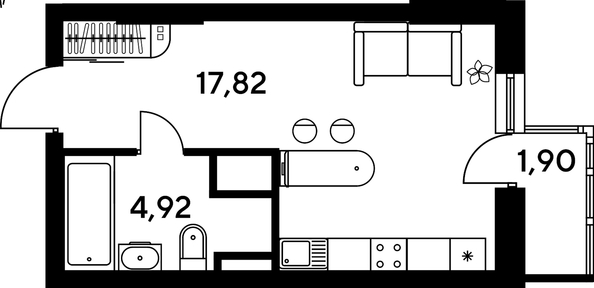 
   Продам студию, 24.64 м², Малина Парк, дом 4

. Фото 1.