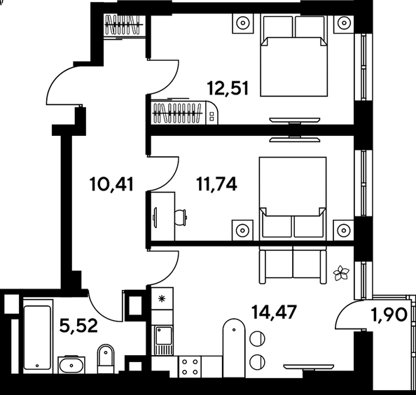 
   Продам 3-комнатную, 58.19 м², Малина Парк, дом 4

. Фото 1.