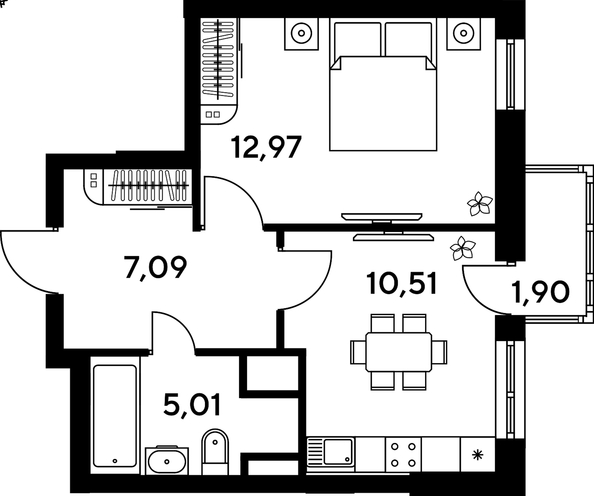 
   Продам 1-комнатную, 37.9 м², Малина Парк, дом 4

. Фото 1.