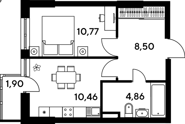 
   Продам 1-комнатную, 36.94 м², Малина Парк, дом 4

. Фото 1.