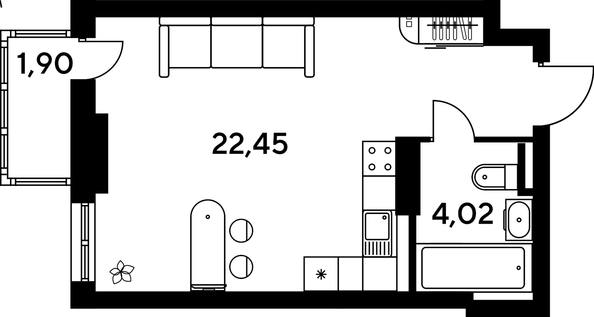 
   Продам студию, 28.62 м², Малина Парк, дом 4

. Фото 1.