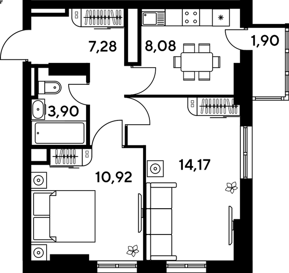 
   Продам 2-комнатную, 47.72 м², Малина Парк, дом 4

. Фото 1.