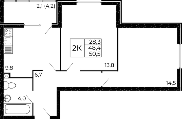 
   Продам 2-комнатную, 50.5 м², Назарько ул, 4

. Фото 1.