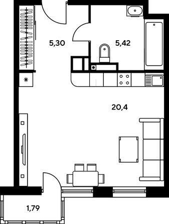 
   Продам студию, 31.6 м², Нансена ул, 109/2

. Фото 1.