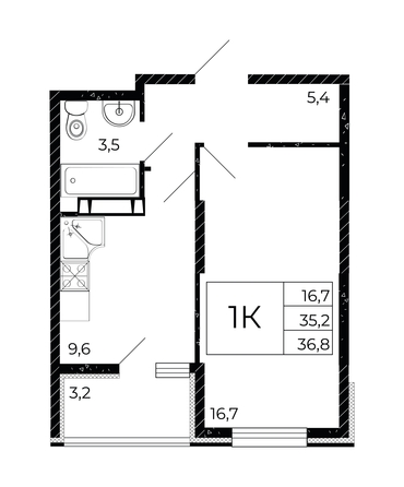 
   Продам 1-комнатную, 36.8 м², Флора, литера 3.1

. Фото 1.