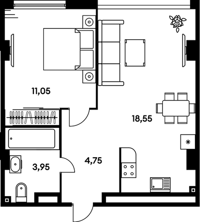 
   Продам 2-комнатную, 38.3 м², Гринсайд, 5.1-5.5

. Фото 1.