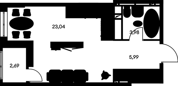 
   Продам студию, 36.28 м², Культура, дом 1

. Фото 1.