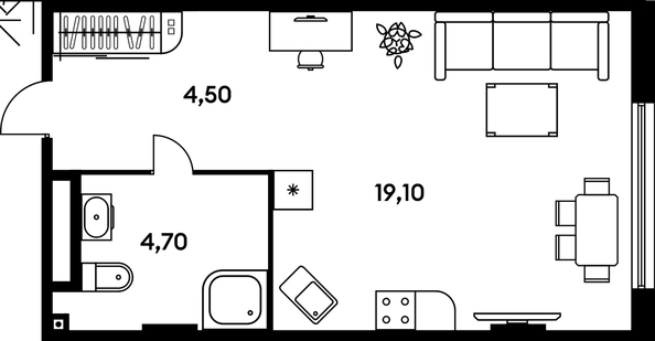 
   Продам 1-комнатную, 28.7 м², Гринсайд, 5.1-5.5

. Фото 1.