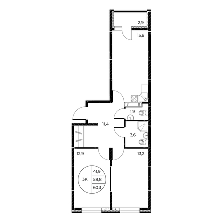 
   Продам 3-комнатную, 60.3 м², Панорама на Театральном, литера 1

. Фото 1.