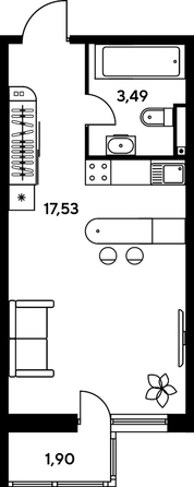 
   Продам студию, 24.31 м², Малина Парк, дом 2

. Фото 1.