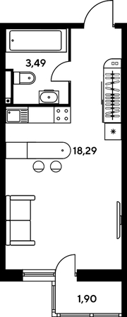 
   Продам студию, 24.46 м², Малина Парк, дом 2

. Фото 1.