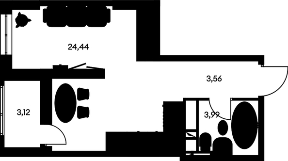 
   Продам студию, 35.78 м², Культура, дом 1

. Фото 2.