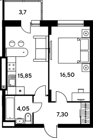 
   Продам 1-комнатную, 46 м², Сезоны

. Фото 1.