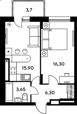 
   Продам студию, 31.35 м², Сезоны

. Фото 1.