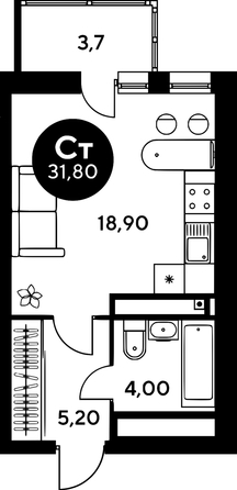 
  Продается студия, 31.55 м², ЖК Сезоны
. Фото 1.