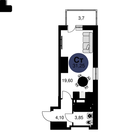 
  Продается студия, 31.25 м², ЖК Сезоны
. Фото 1.