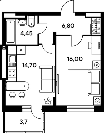 
   Продам 2-комнатную, 45.65 м², Сезоны

. Фото 1.