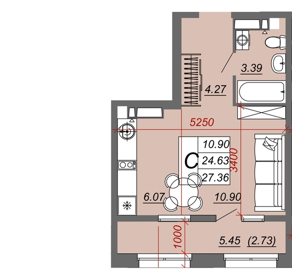 
   Продам студию, 27.75 м², Зорге ул, 11Б

. Фото 1.