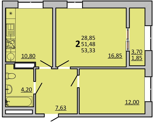 
   Продам 2-комнатную, 61.4 м², Зорге ул, 11Б

. Фото 1.