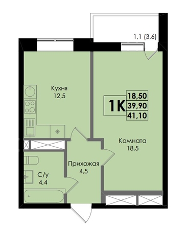 
   Продам 1-комнатную, 41 м², Botanika (Ботаника), дом 1

. Фото 1.