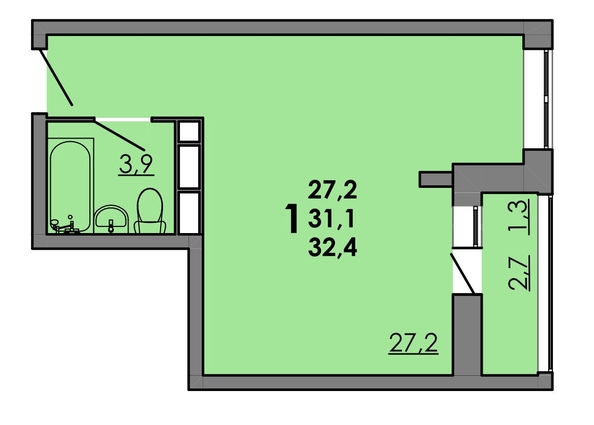 
   Продам студию, 32.4 м², Gray (Грэй), кв-л 11-2

. Фото 1.