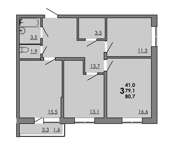 
   Продам 3-комнатную, 80.7 м², Gray (Грэй), кв-л 11-2

. Фото 1.