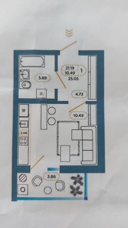 
   Продам студию, 25 м², Дружная ул, 6

. Фото 2.