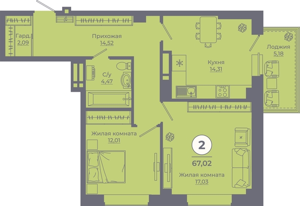 
   Продам 2-комнатную, 67.17 м², Сокольники, литера 9

. Фото 3.