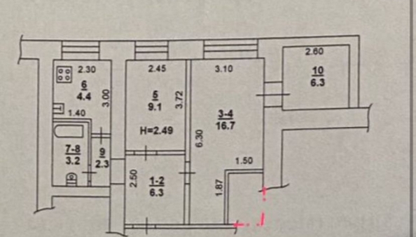 
   Продам 3-комнатную, 50 м², Гвардейский пер, 72а

. Фото 15.