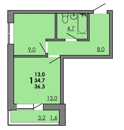 
   Продам 1-комнатную, 36.3 м², Gray (Грэй), кв-л 11-2

. Фото 1.