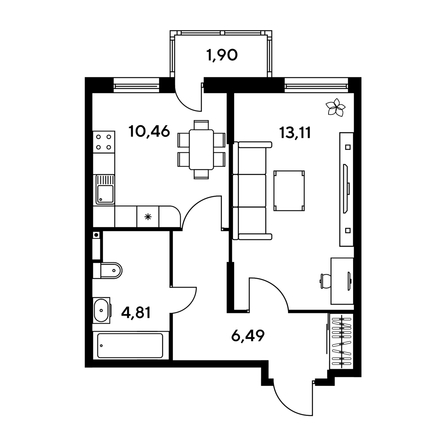 
   Продам 1-комнатную, 37.74 м², Малина Парк, дом 1

. Фото 1.